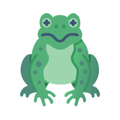 Illustration of a Flat Vector Green Frog on Black Background