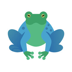 Flat Illustration of a Green and Blue Frog