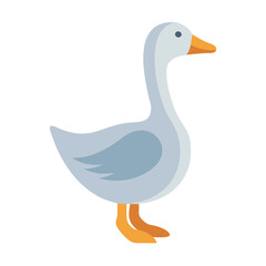 Flat Illustration of a Goose with Simple Shaded Shapes