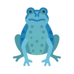 Minimalist blue frog illustration against a clean black background