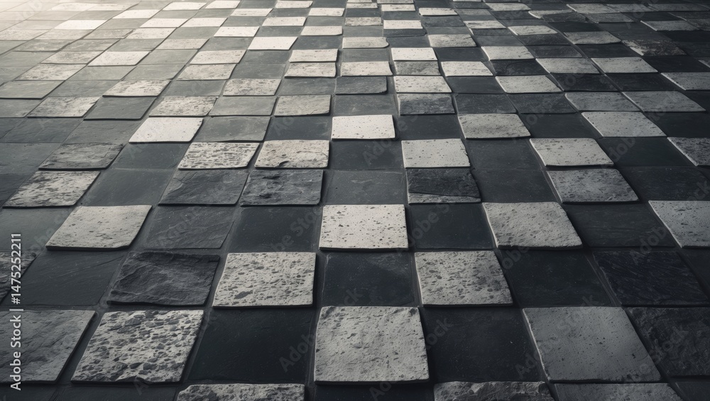 Poster abstract monochrome checkered floor for environment setting