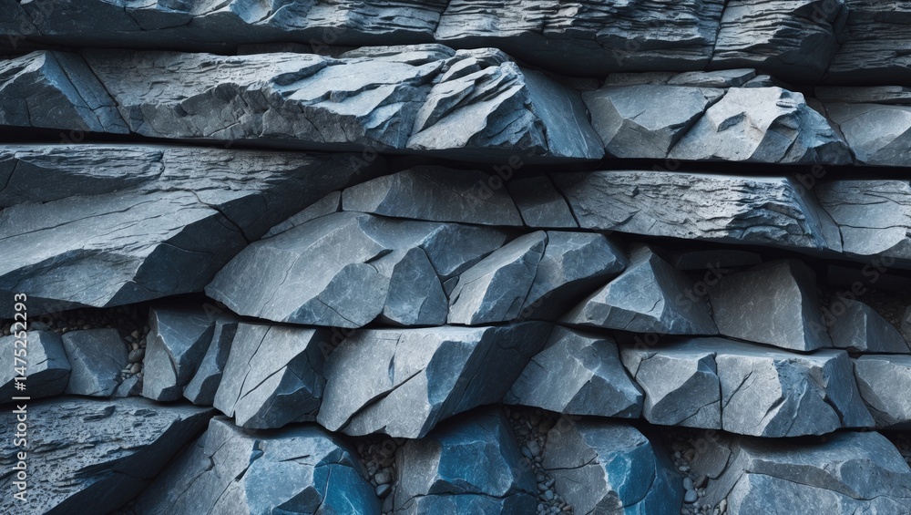 Poster nature-inspired scene featuring sharp rocks and textured basalt surfaces