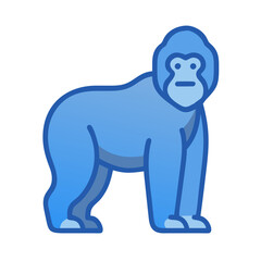 Illustration of a blue gorilla standing on a black background