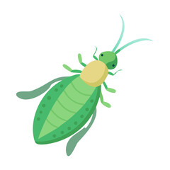 Stylized green grasshopper vector illustration on black background