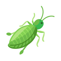 Green grasshopper illustration on a contrasting black background image