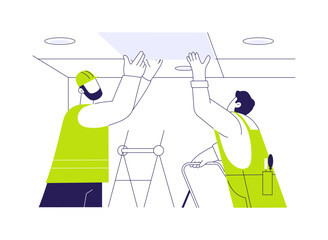 False ceiling installation abstract concept vector illustration.