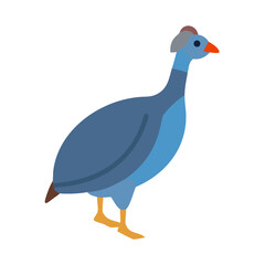Stylized Guinea Fowl Illustration in Flat Design Against Black