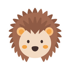 Cute Hedgehog Head Vector Cartoon Illustration on Black Background