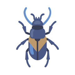 Flat design stag beetle illustration on a black background