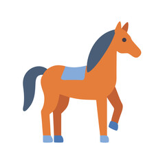 Flat vector illustration of an orange horse with saddle