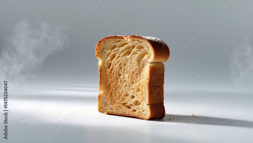 Poster single toast bread slice separated on background