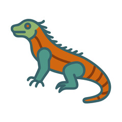 Geometric iguana illustration in flat design style on black