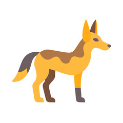 Geometric Jackal Illustration on Black Background, Simple Style