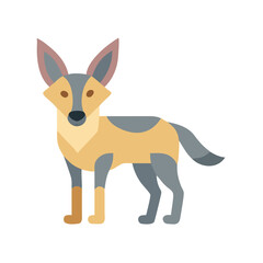 Stylized Jackal Illustration with Neutral Tones on Black Background