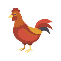 Flat vector illustration of rooster on a black background