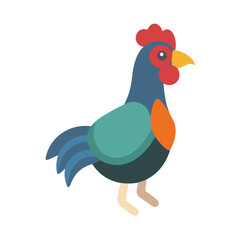 Simple flat illustration of a stylized colorful rooster