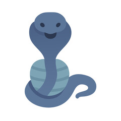 Fototapeta premium Blue flat design cobra snake graphic on black background
