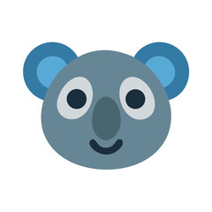 Fototapeta premium Cartoon koala head on black background simple graphic design