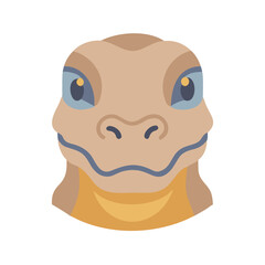 Cute cartoon gecko head against black background illustration