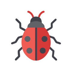 Minimalist flat ladybug illustration on a black background