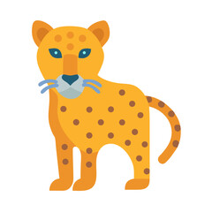 Flat vector cheetah illustration in isolated black background format