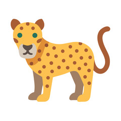 Cartoonish leopard in a flat vector style illustration