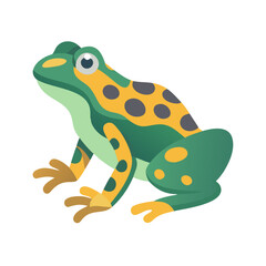 Cartoon frog illustration on black background in flat style
