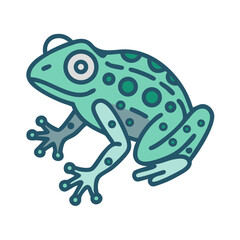 Stylized cartoon frog illustration with teal and green tones