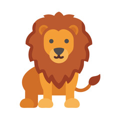 Simple flat illustration of a lion sitting on black