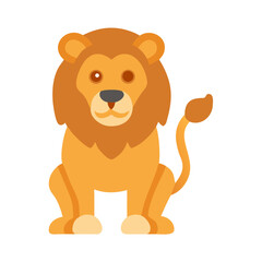 Cartoon lion sitting calmly against a black background