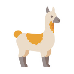 Minimalist graphic of a llama standing in profile view