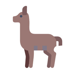 Flat illustration of brown llama against a black background