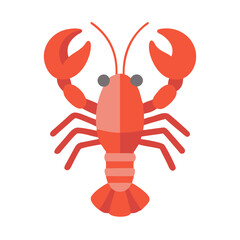 Flat design red lobster isolated against black background square