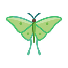 Minimalist Luna Moth Illustration on Black Background Design