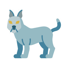 Stylized blue cat illustration with flat design on black