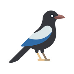 Minimalistic magpie vector illustration against stark black background artwork