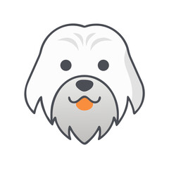 Cartoon dog head with tongue out on black background