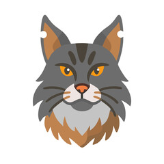 Flat vector art of a lynx head icon logo