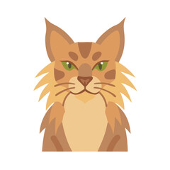 Stylized flat vector illustration of an orange tabby cat