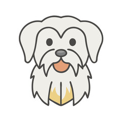 Cute cartoon dog illustration on black background, stylized look