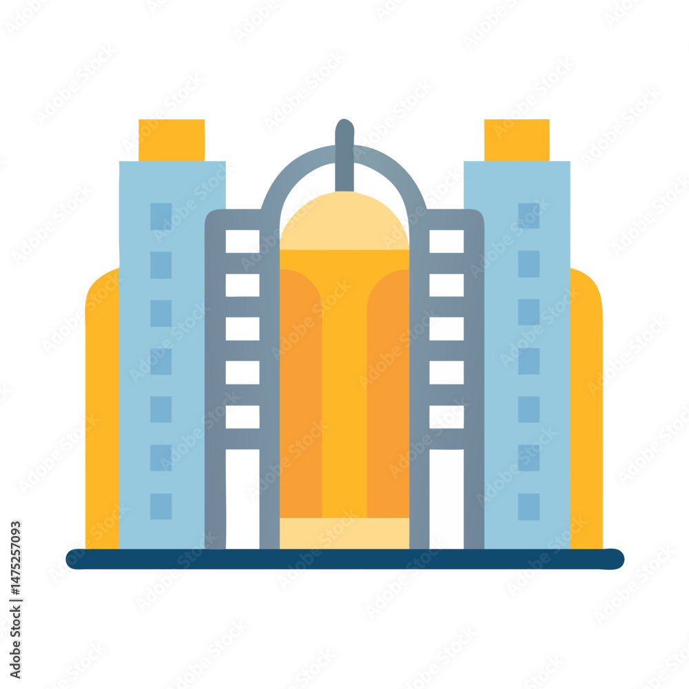 Poster city building vector graphic with unique architecture style