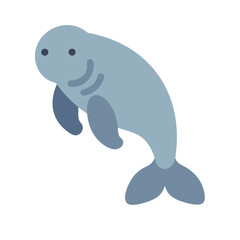 Stylized Cartoon Manatee Illustration on Solid Background Stock Image