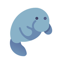 Stylized cartoon manatee illustration on black background