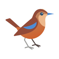 Flat Design Illustration of a Small Brown Bird Standing