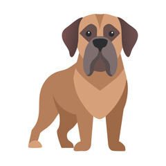 Fototapeta premium Flat illustration of a Bullmastiff dog standing alert