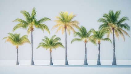Obraz premium Coconut Trees Set on a White Surface