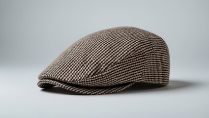 Old-fashioned wool tweed hat for men isolated on studio background