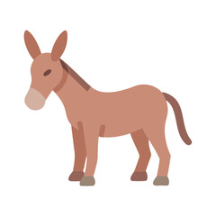 Flat Illustration of a Standing Donkey Against Black Background