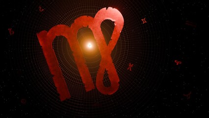 3d render of prominent virgo symbol and astrological background