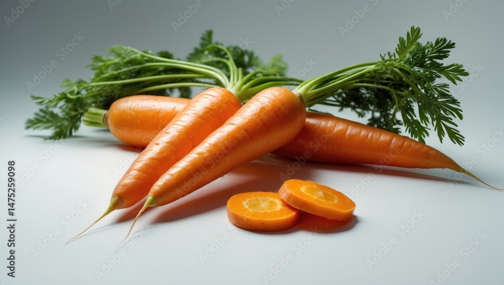 Poster background featuring isolated carrots and their sliced forms